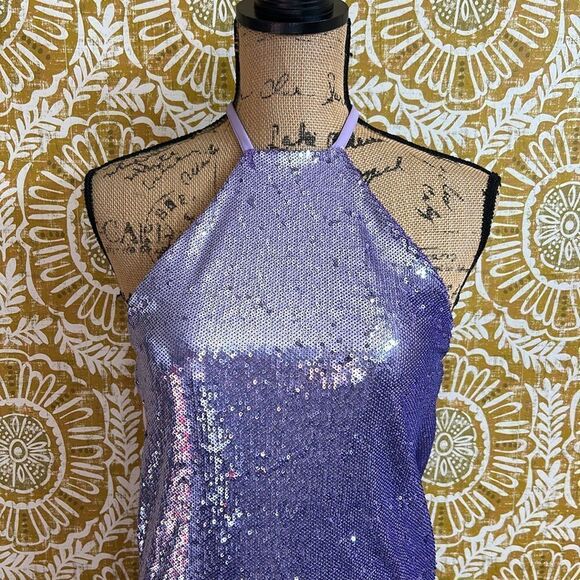 NWOT The Attico Audrey Lilac Sleeveless Open Back Sequin Mini Dress sz 42 US 4-6 - Picture 9 of 16